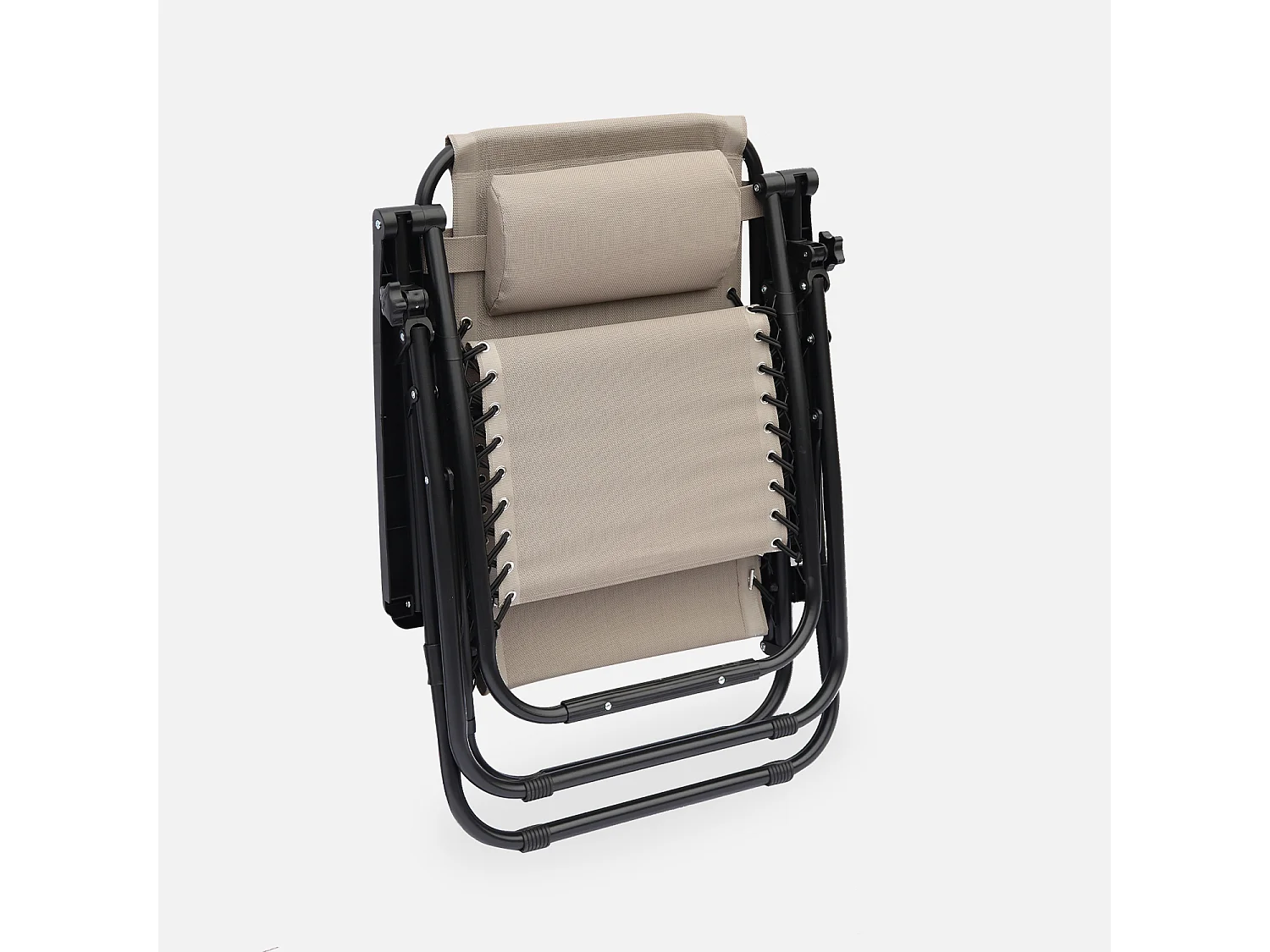 Set di 2 sdraio gravità zero pieghevoli con poggiatesta, beige