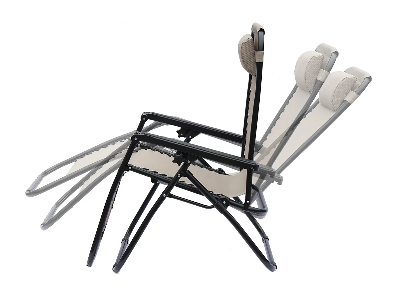 Set di 2 sdraio gravità zero pieghevoli con poggiatesta, beige