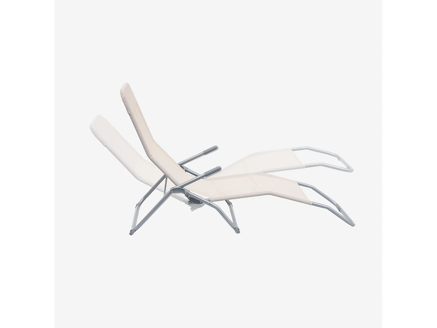 Set di 2 lettini prendisole in textilene 2 posizioni, bianco