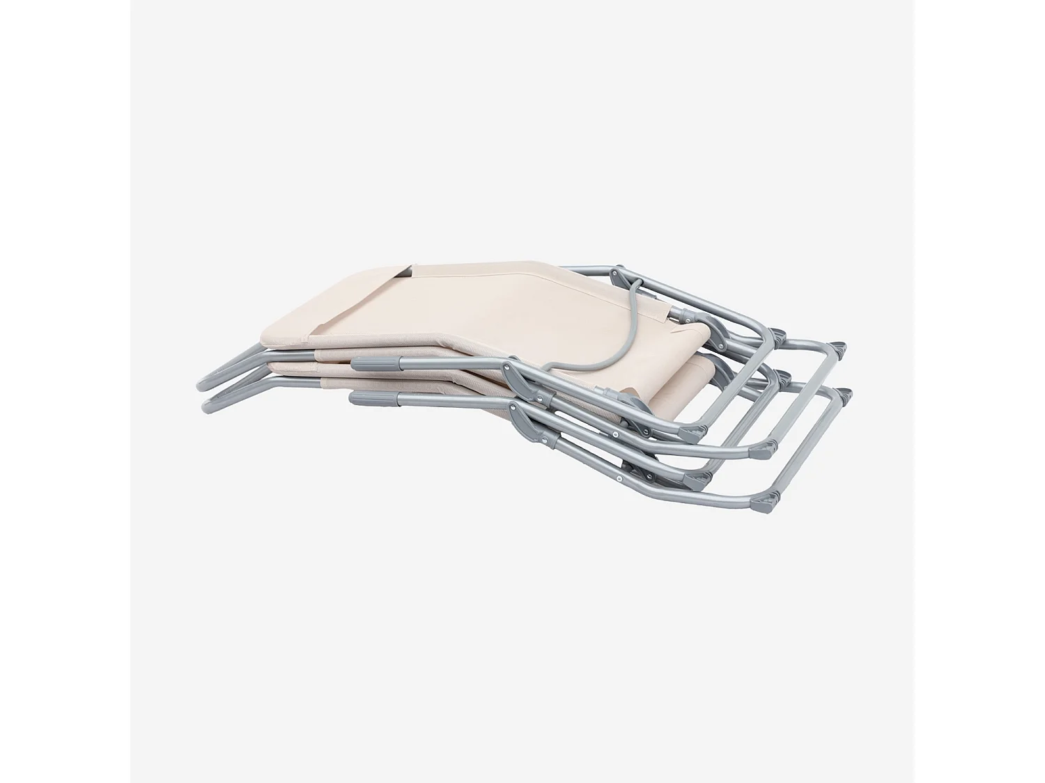 Set di 2 lettini prendisole in textilene 2 posizioni, bianco