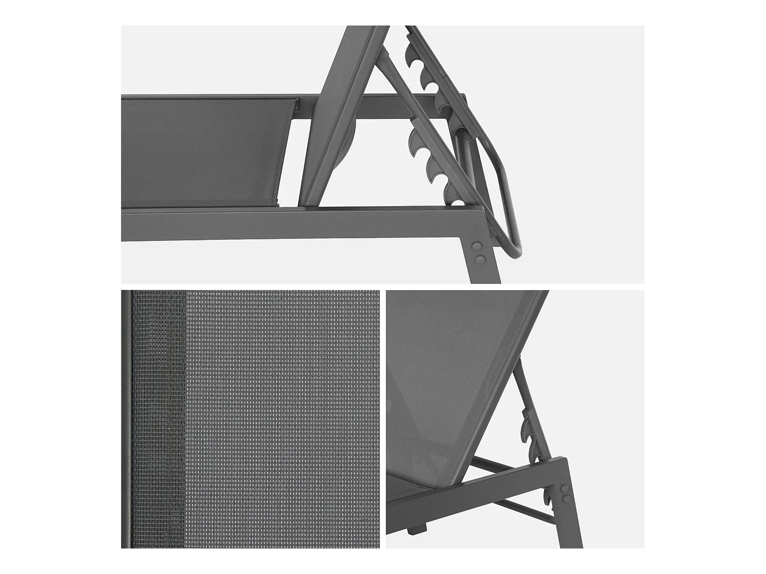 Set 2 sdraio in acciaio multi posizioni, grigio