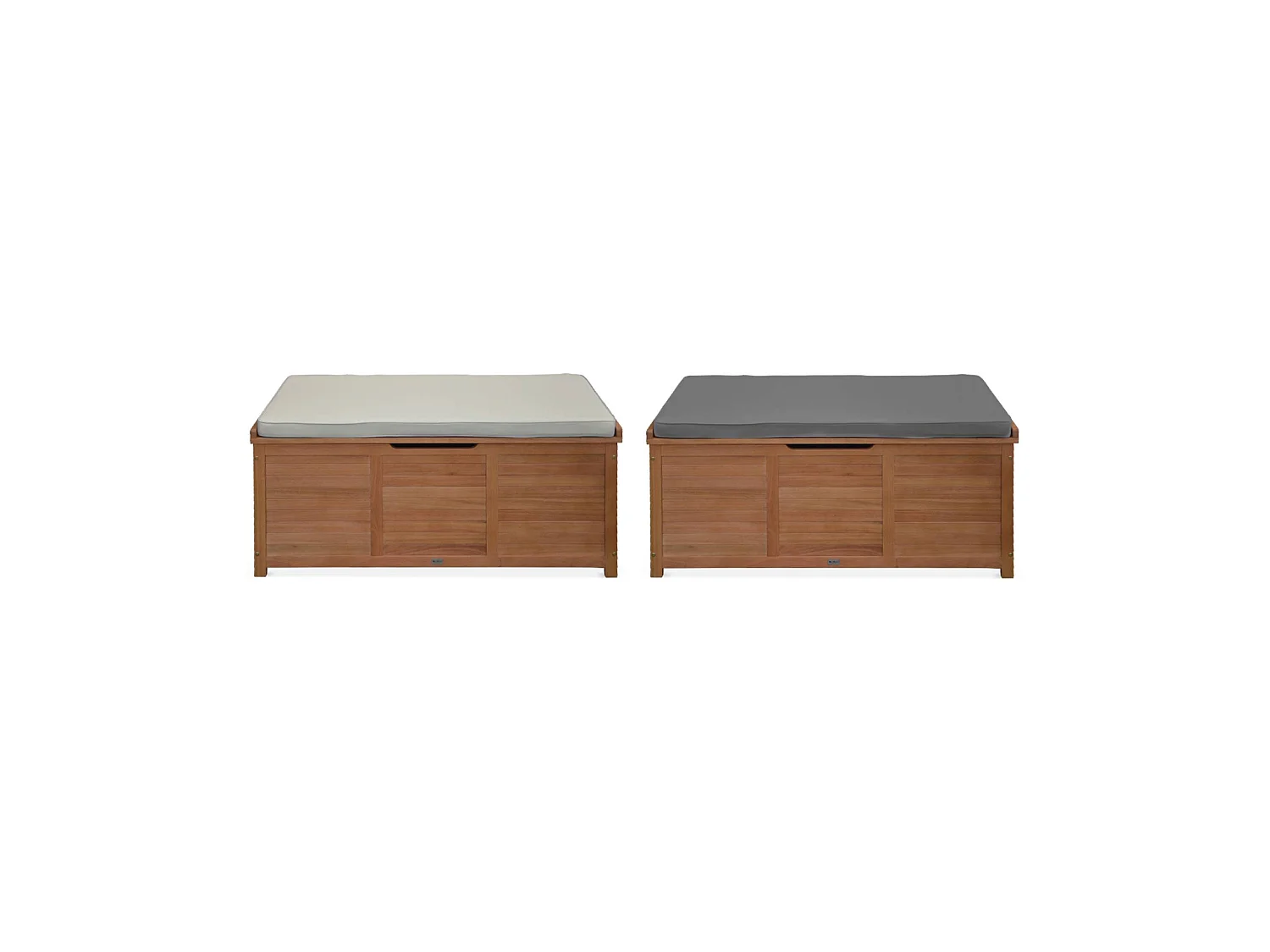 Coffre de jardin en bois 200L - Caja gris- 125x60cm rangement coussins avec 2 vérins et poignées