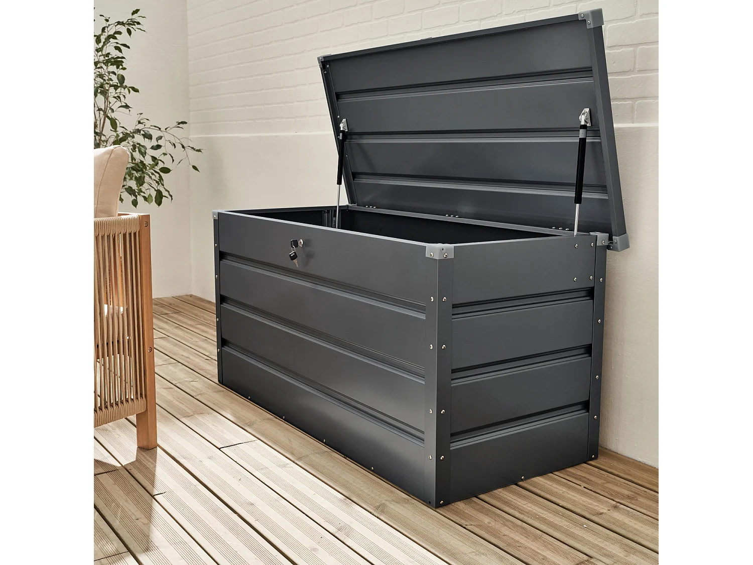 Baule da giardino in metallo, 385l, antracite