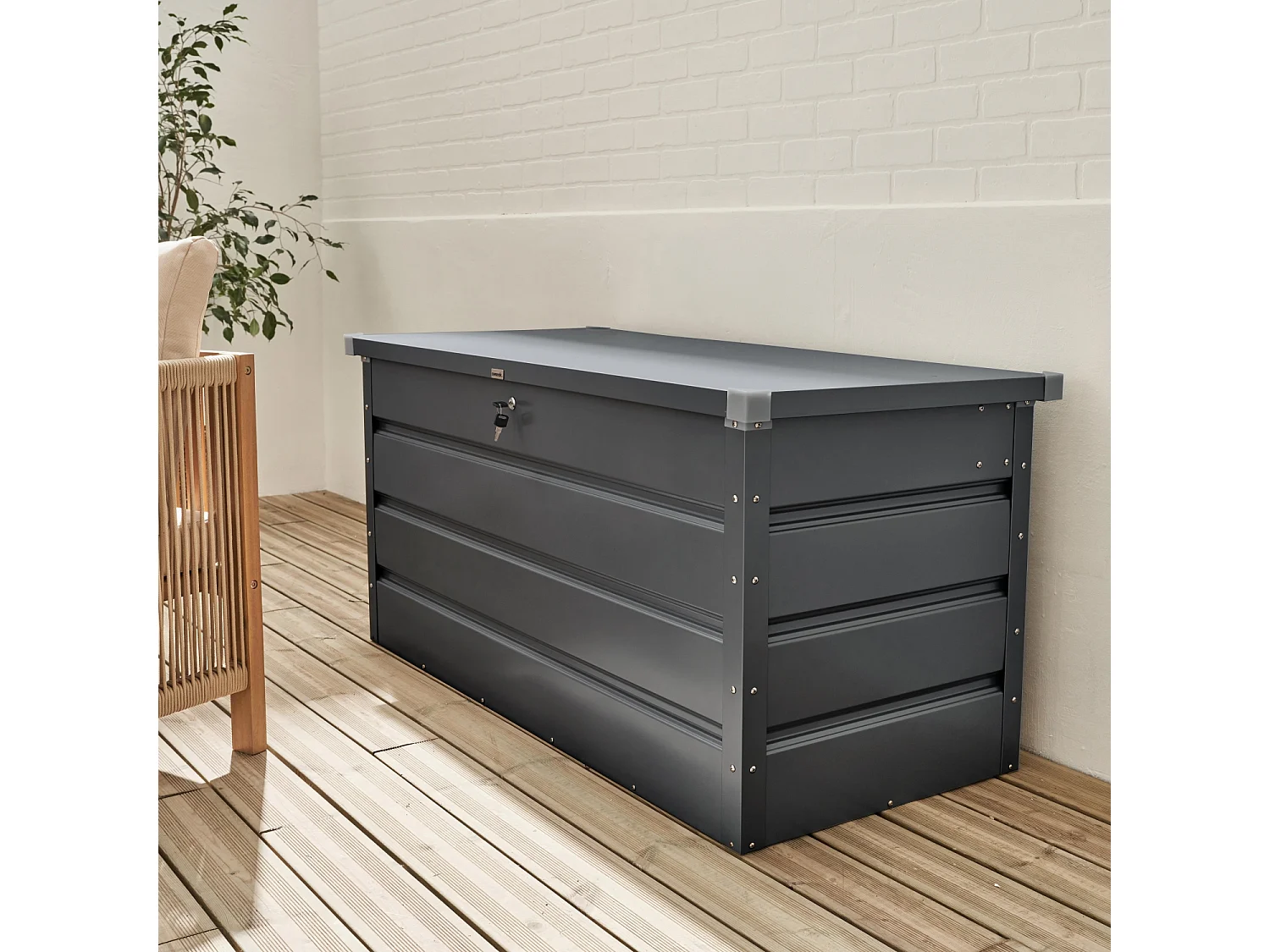 Baule da giardino in metallo, 385l, antracite