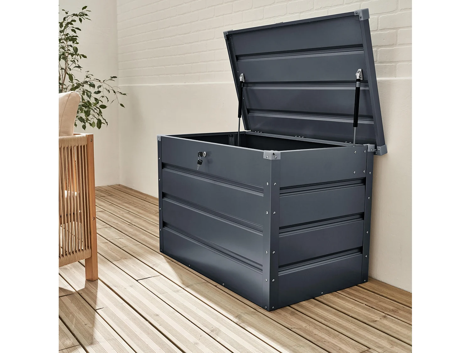 Coffre de jardin en métal -DALLAS - 285L anthracite