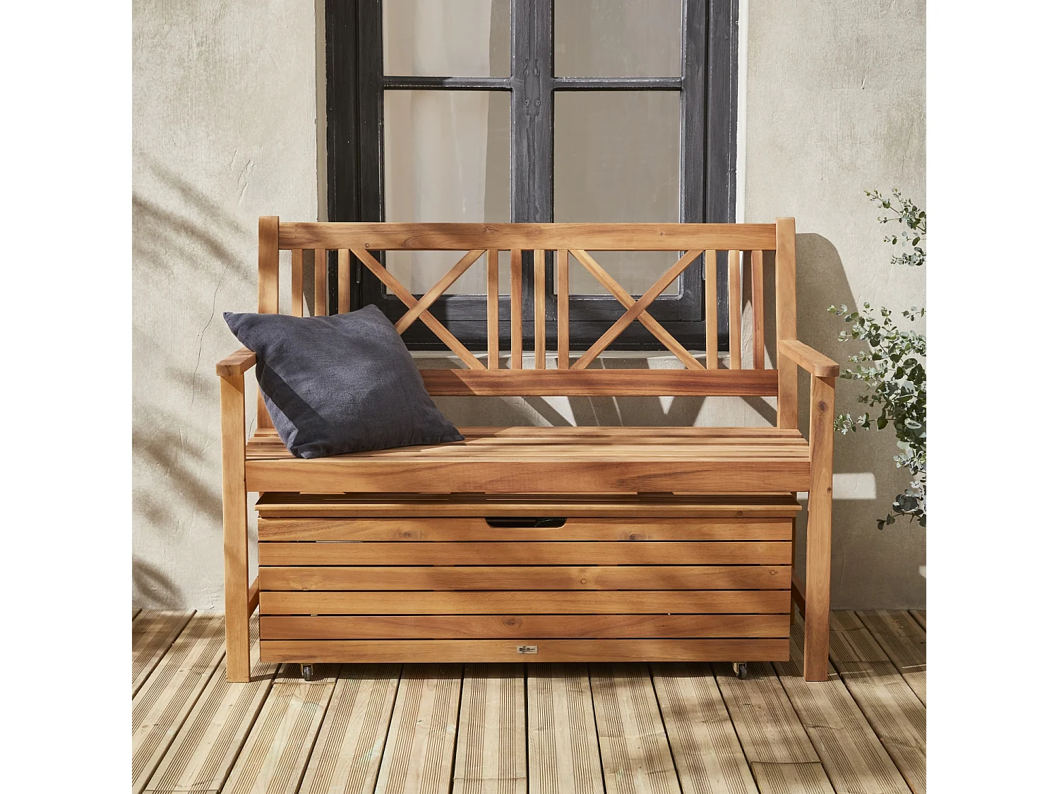 Baúl de jardín de madera, 110l marrón