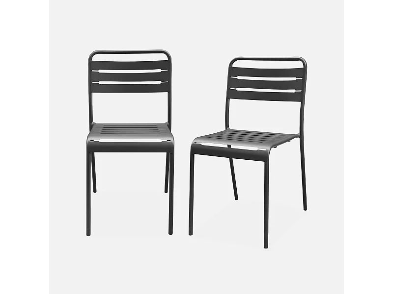 Silla de jardín de acero, set de 2 antracita