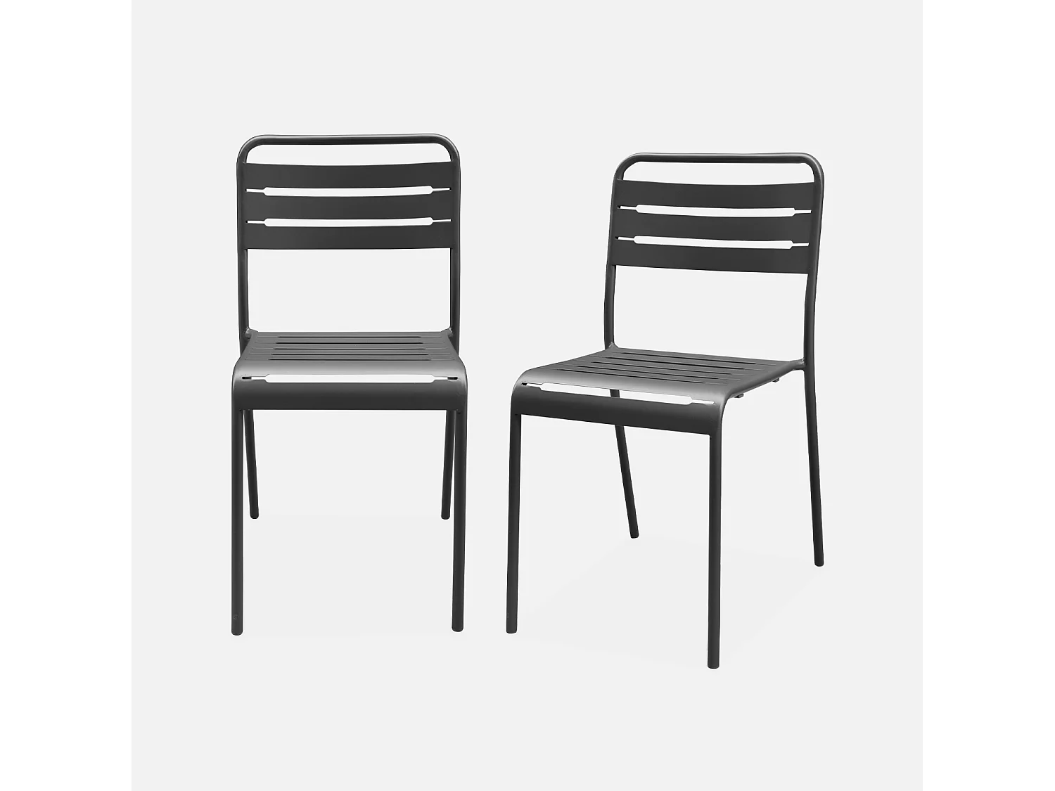 Silla de jardín de acero, set de 2 antracita