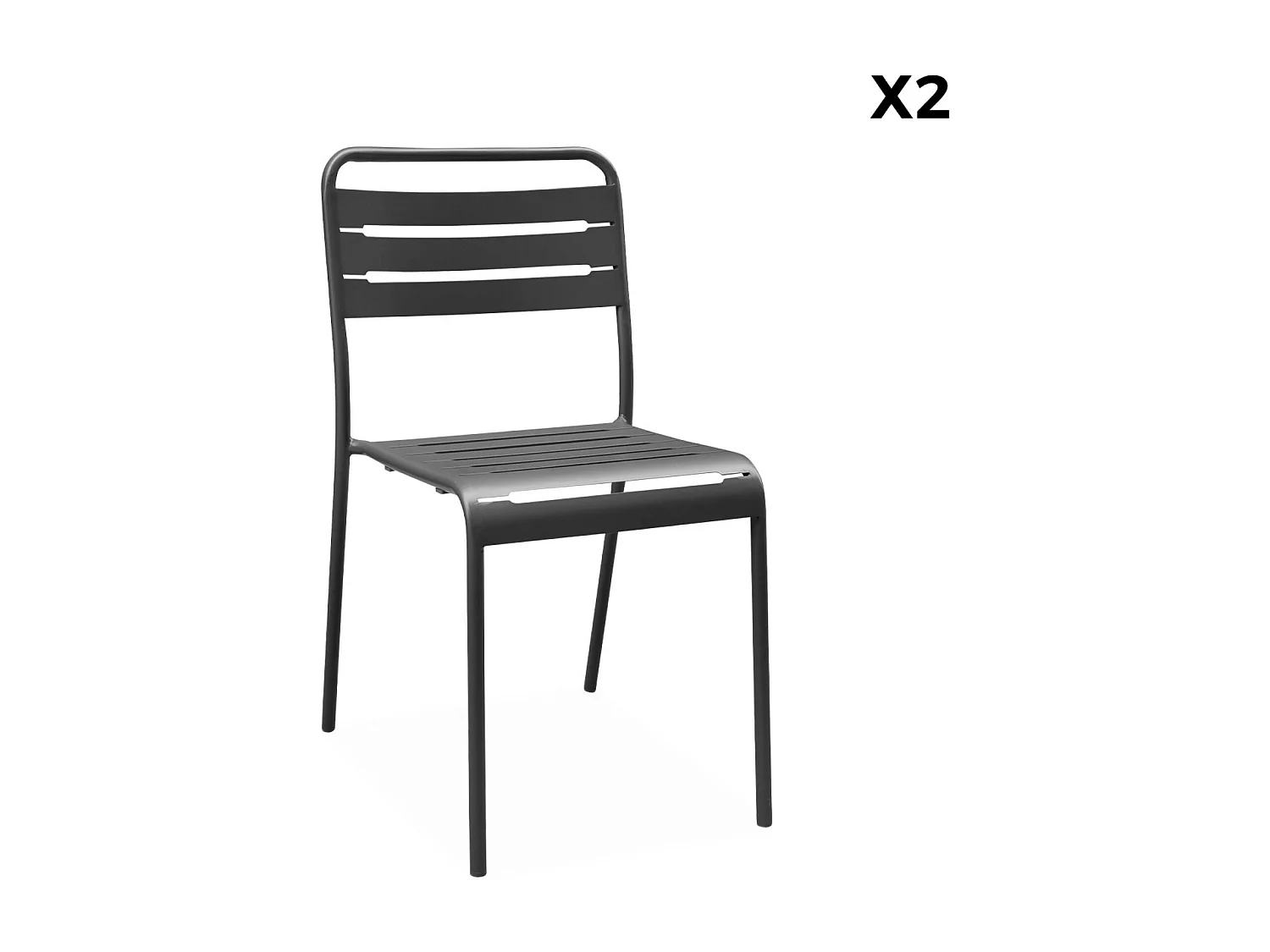 Lot de 2 chaises de jardin acier. 2 places. anthracite. Amelia. L44 x P52 x H79cm