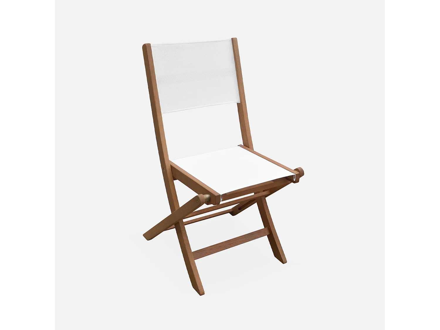 Set di 2 sedie da giardino pieghevoli in legno, bianco