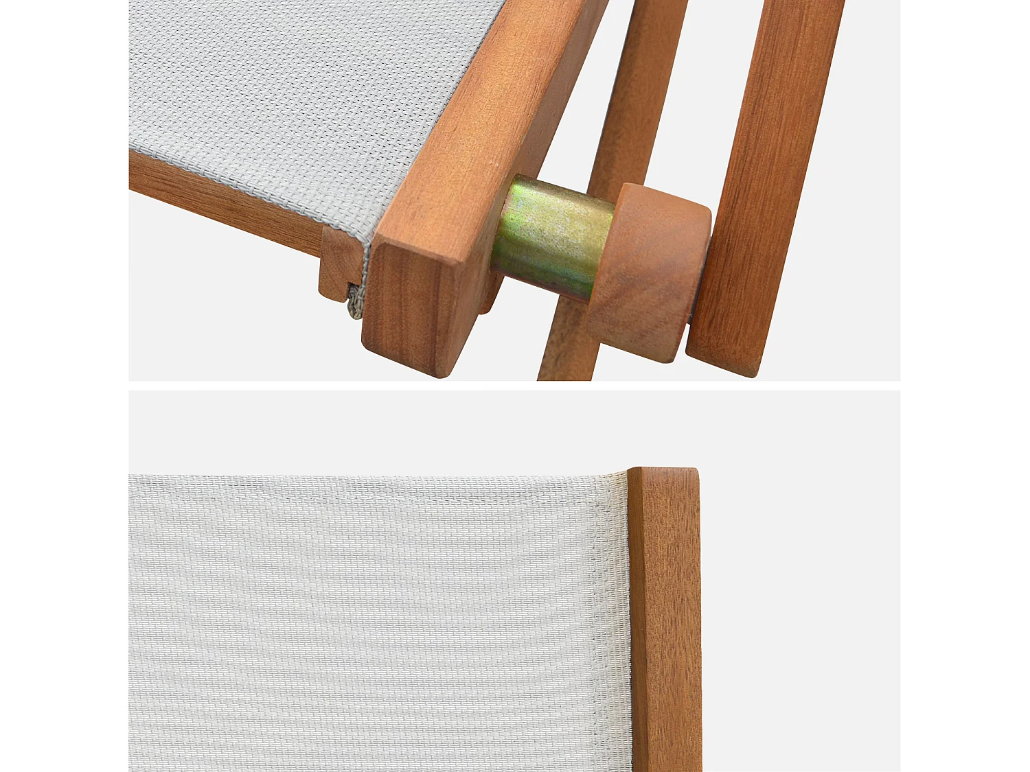 Silla de jardín plegable de madera de eucalipto, set de 2 blanco