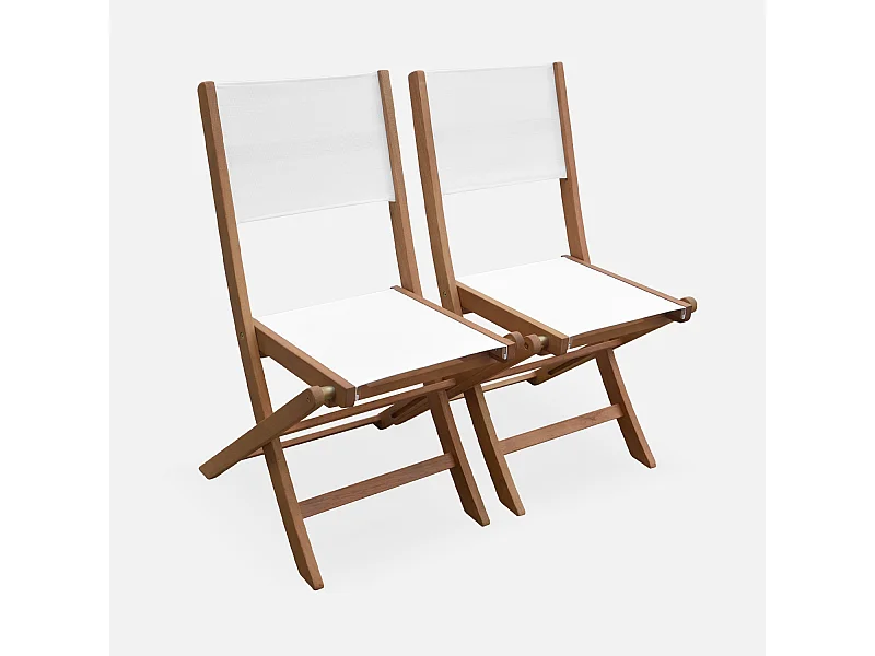 Silla de jardín plegable de madera de eucalipto, set de 2 blanco