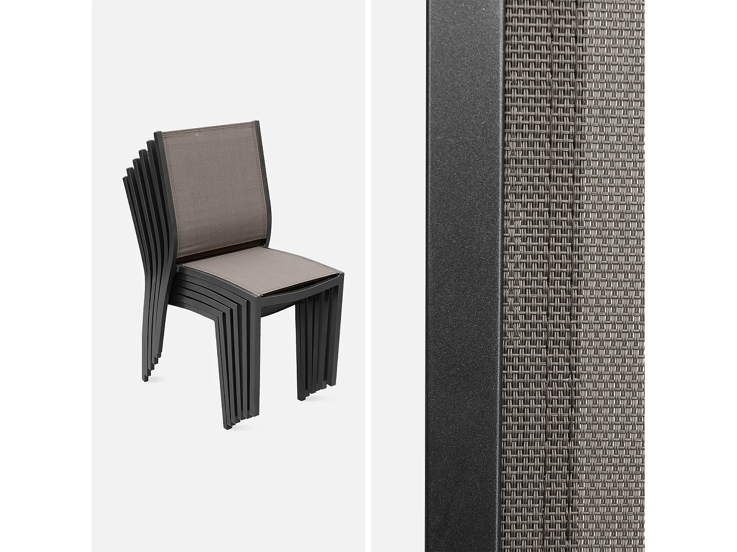 Silla de jardín apilable de aluminio, set de 2 antracita
