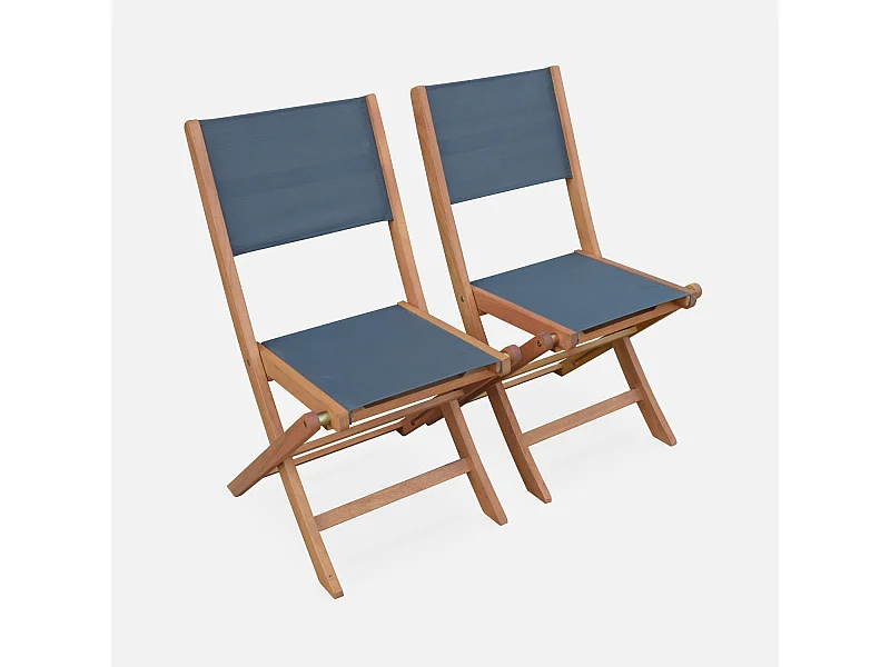 Set di 2 sedie da giardino pieghevoli in legno, antracite