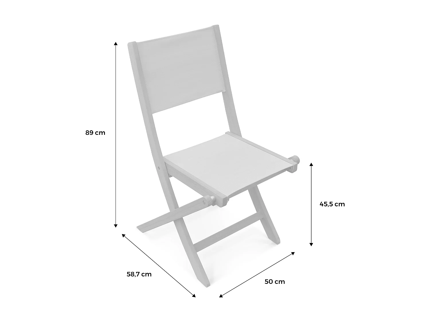 Set di 2 sedie da giardino pieghevoli in legno, antracite