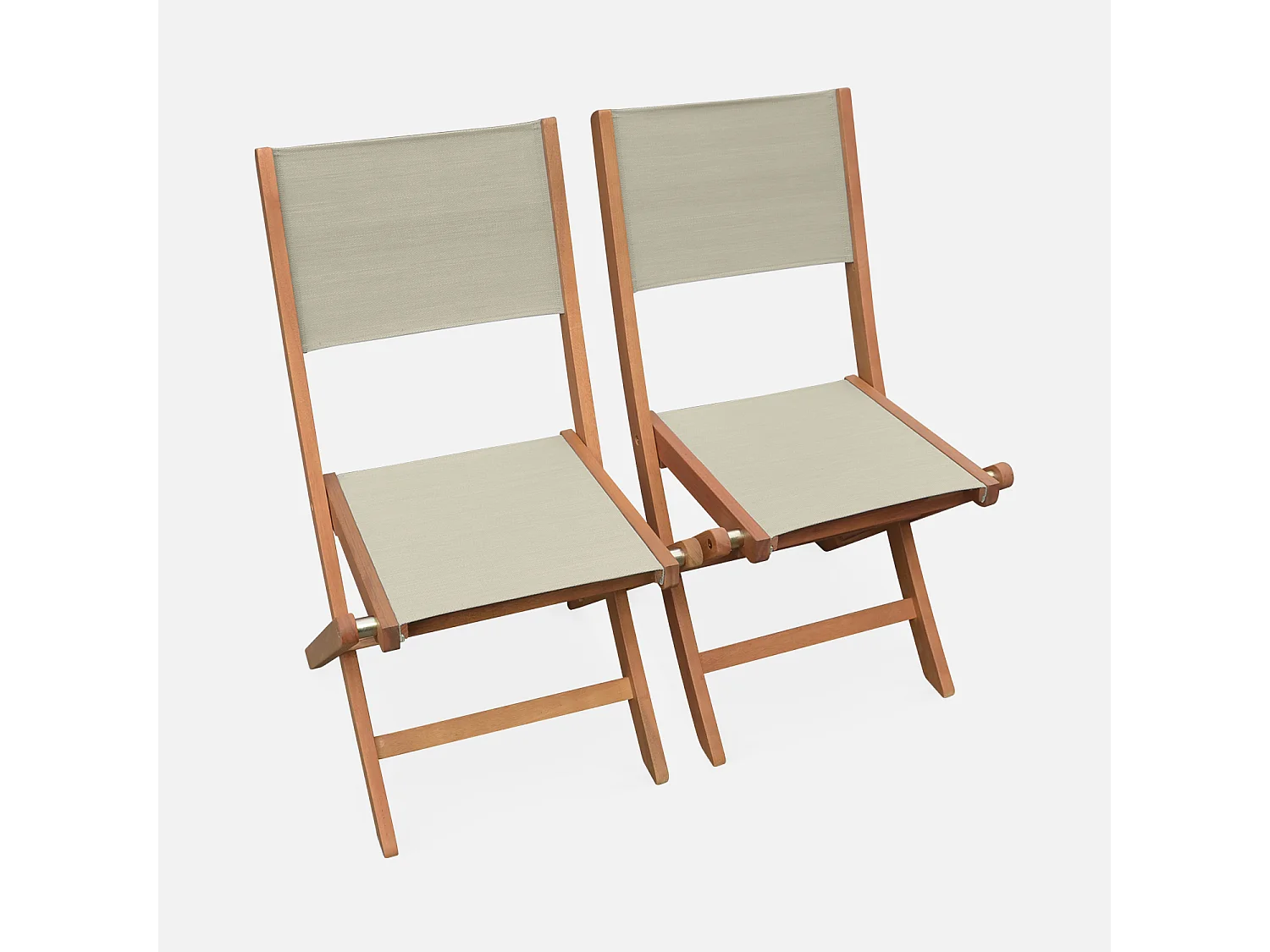 Silla de jardín plegable de madera de eucalipto, set de 2 gris pardo