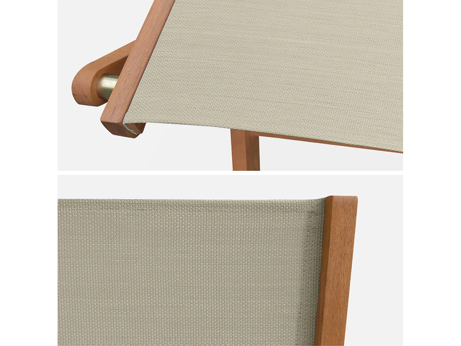Set 2 sedie da giardino pieghevoli in legno, grigio bruno