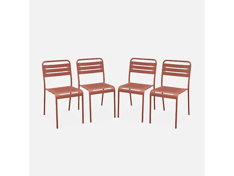Silla de jardín de acero, set de 4 terracotta