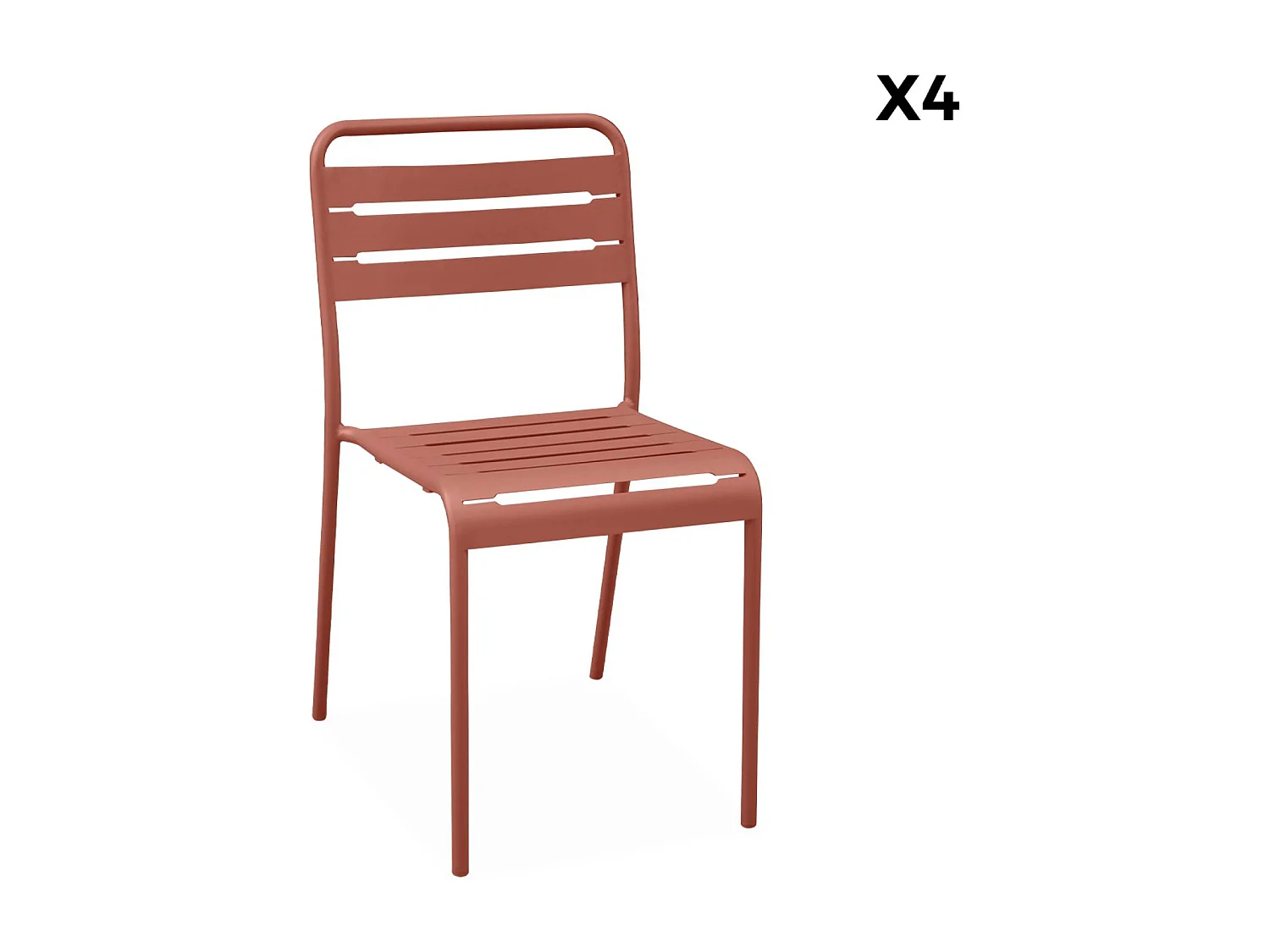 Silla de jardín de acero, set de 4 terracotta