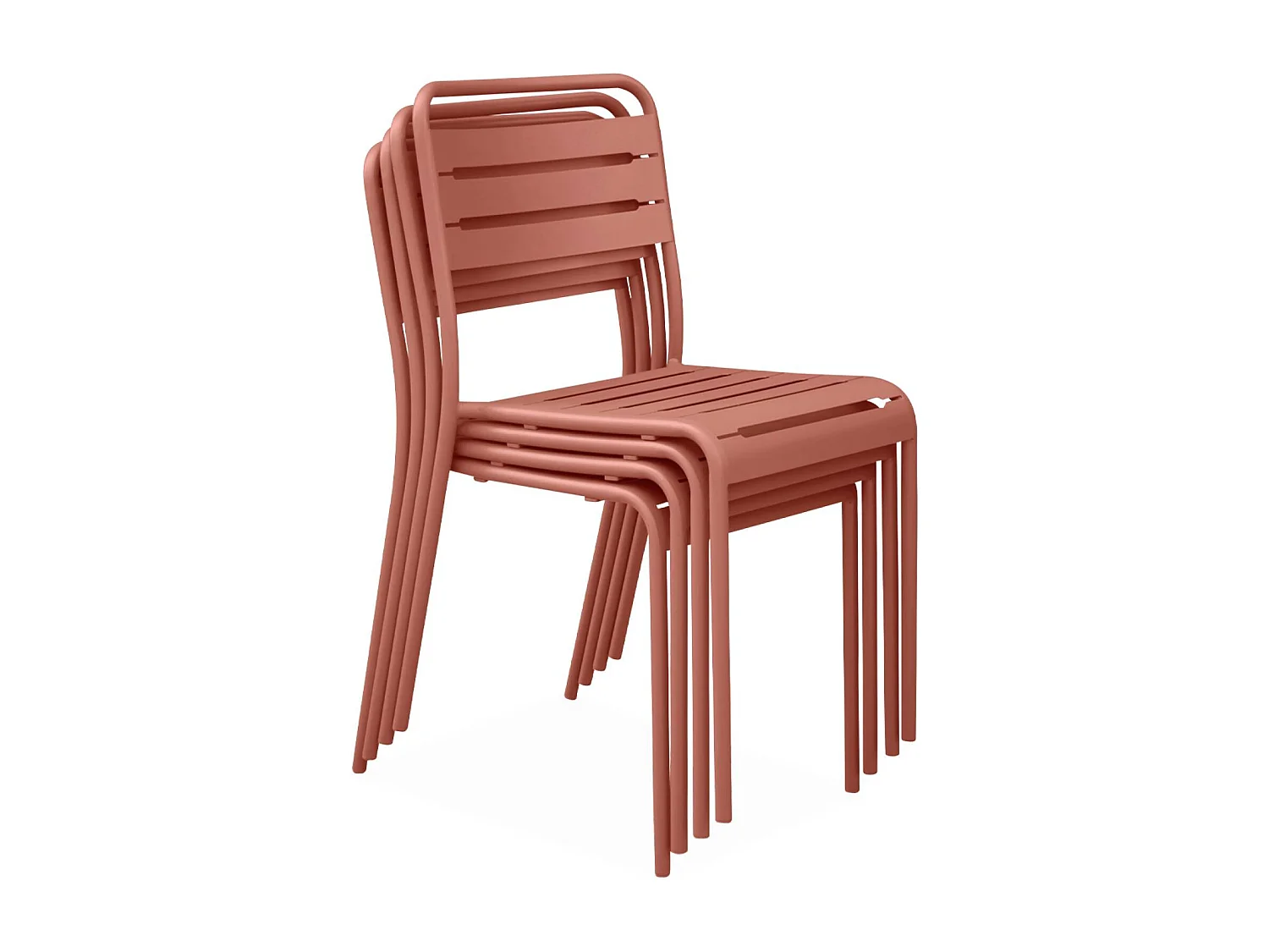 Silla de jardín de acero, set de 4 terracotta