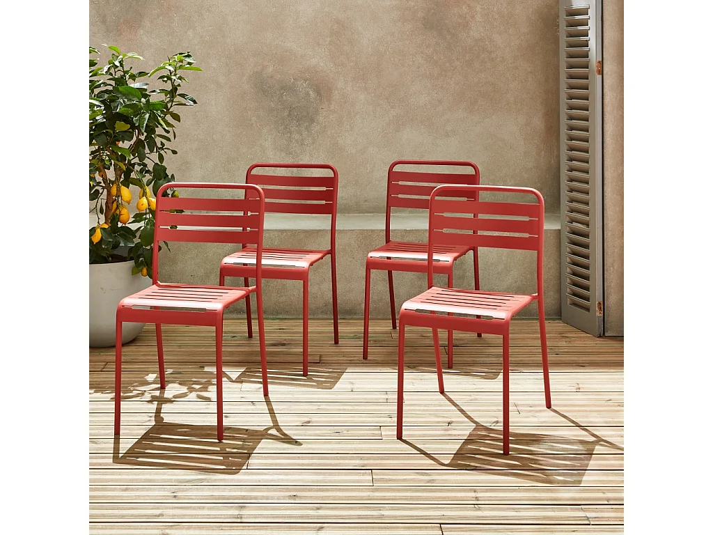 set 4 sedie da giardino bistrot in acciaio, terracotta