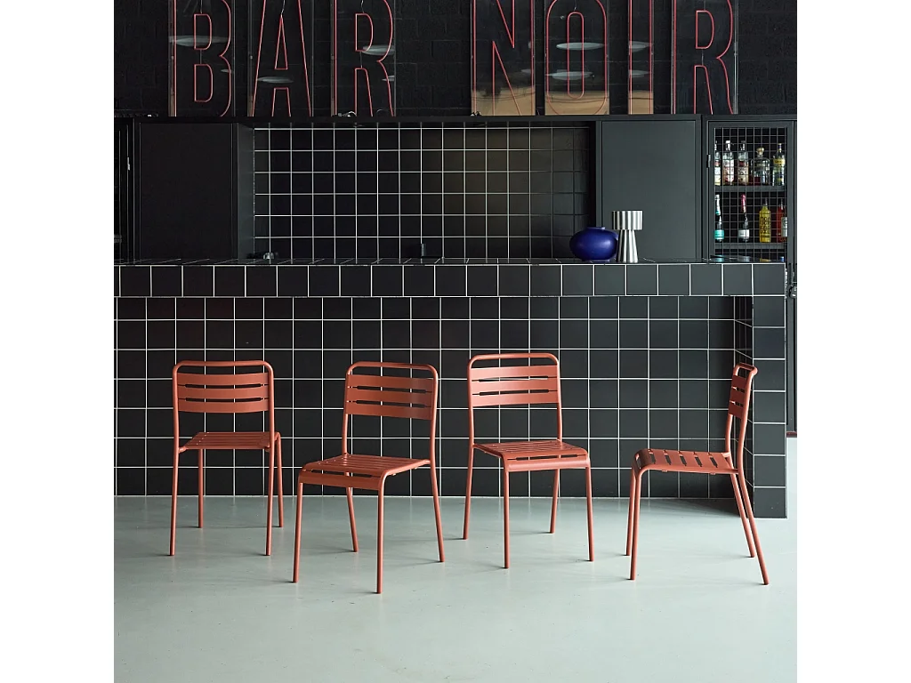 set 4 sedie da giardino bistrot in acciaio, terracotta