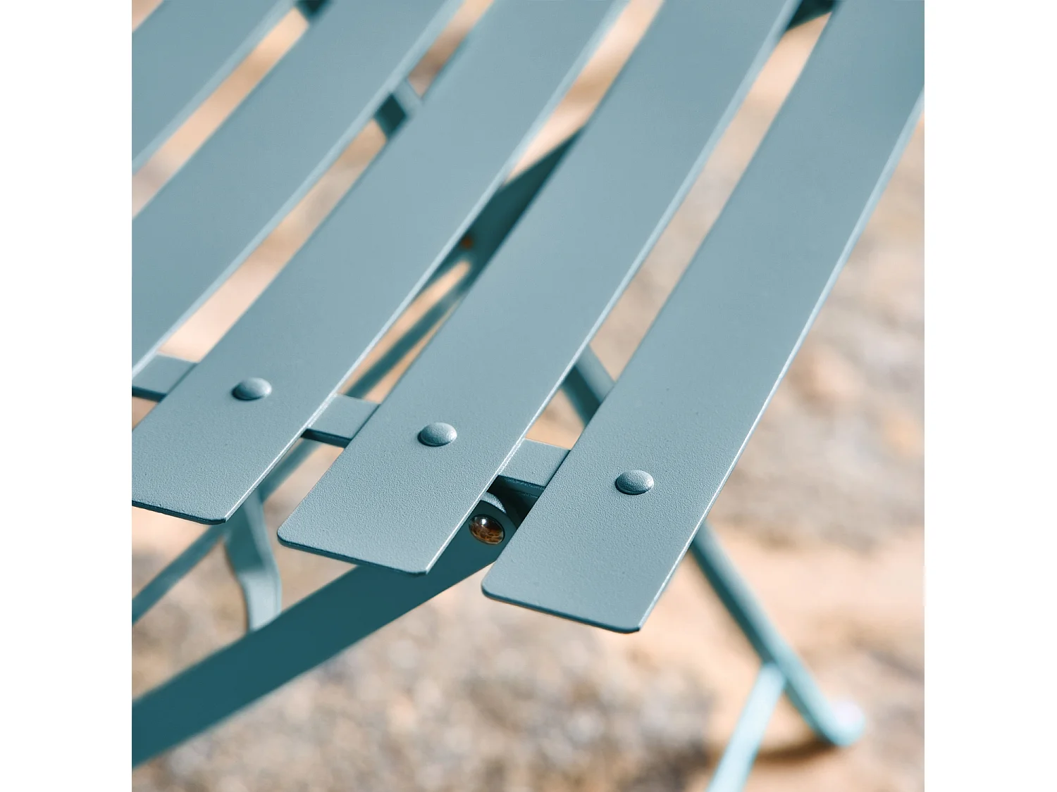 Set sillas de jardín plegables de metal, 2 asientos azul