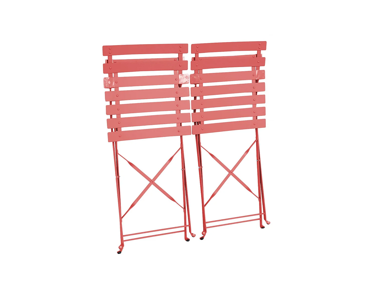 Lot de 2 chaises de jardin bistrot pliables en acier thermolaqué. 49.5 x 41 x 80.5cm