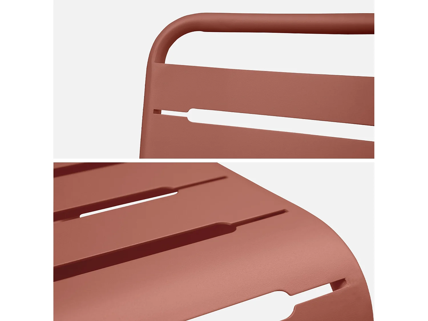 Lot de 2 chaises de jardin acier. 2 places. terracotta. Amelia. L44 x P52 x H79cm