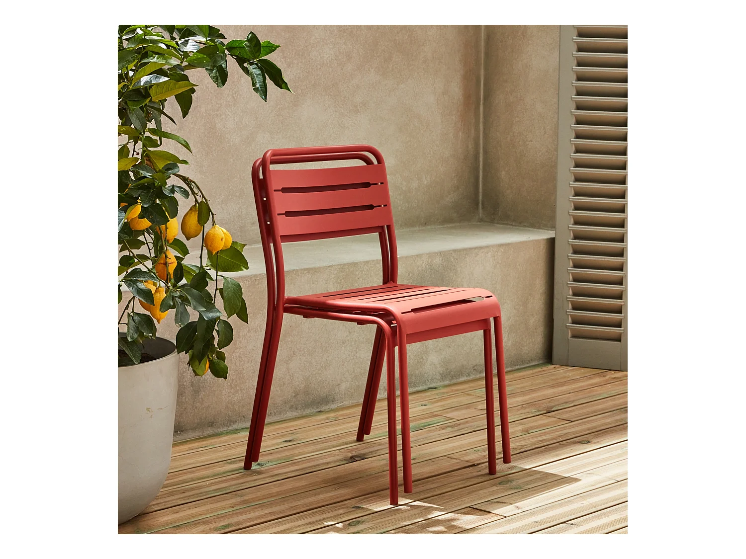 Silla de jardín de acero, set de 2 terracotta