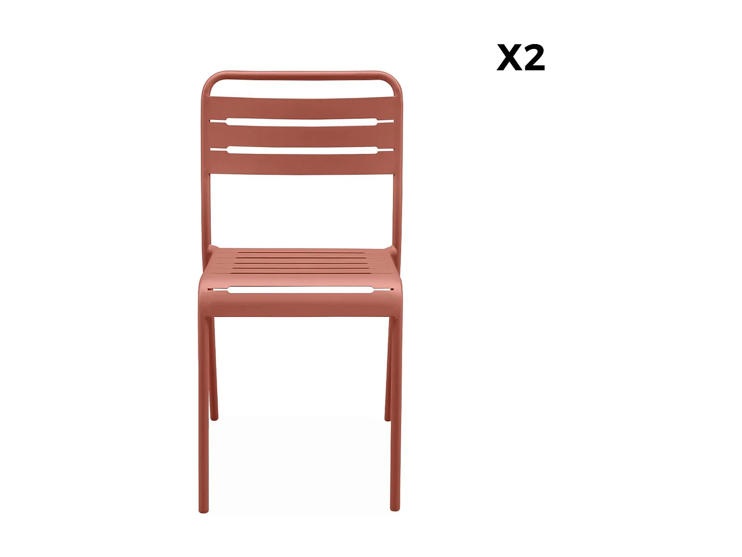 Lot de 2 chaises de jardin acier. 2 places. terracotta. Amelia. L44 x P52 x H79cm