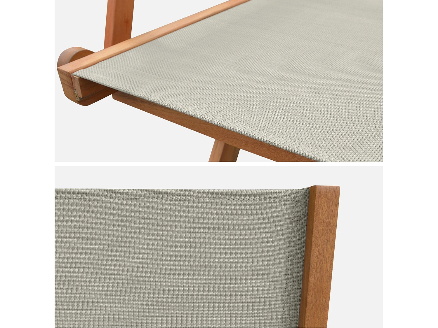 Silla de jardín plegable de madera de eucalipto, set de 2 gris pardo