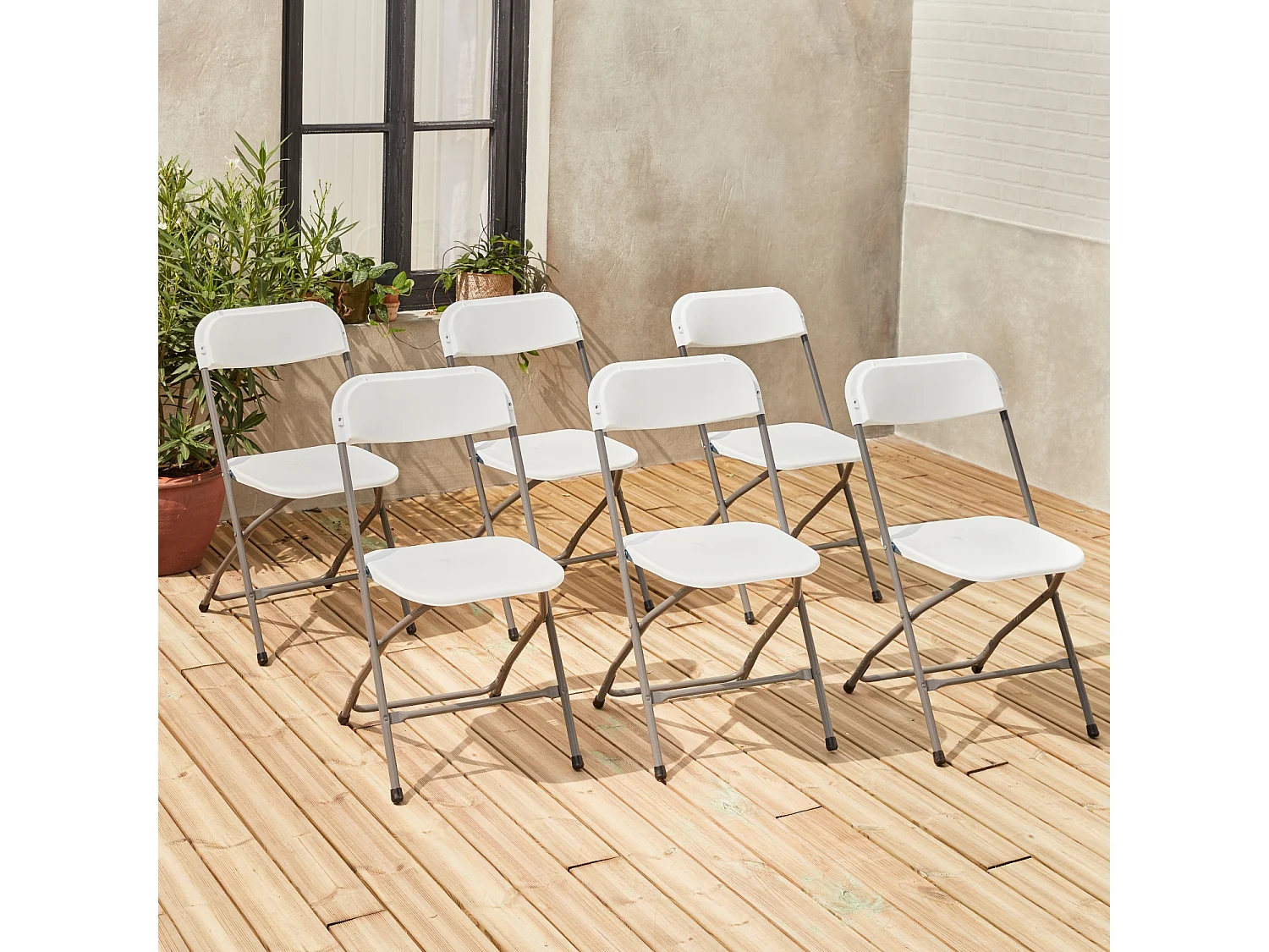 Sillas plegables para eventos, set de 6 blanco