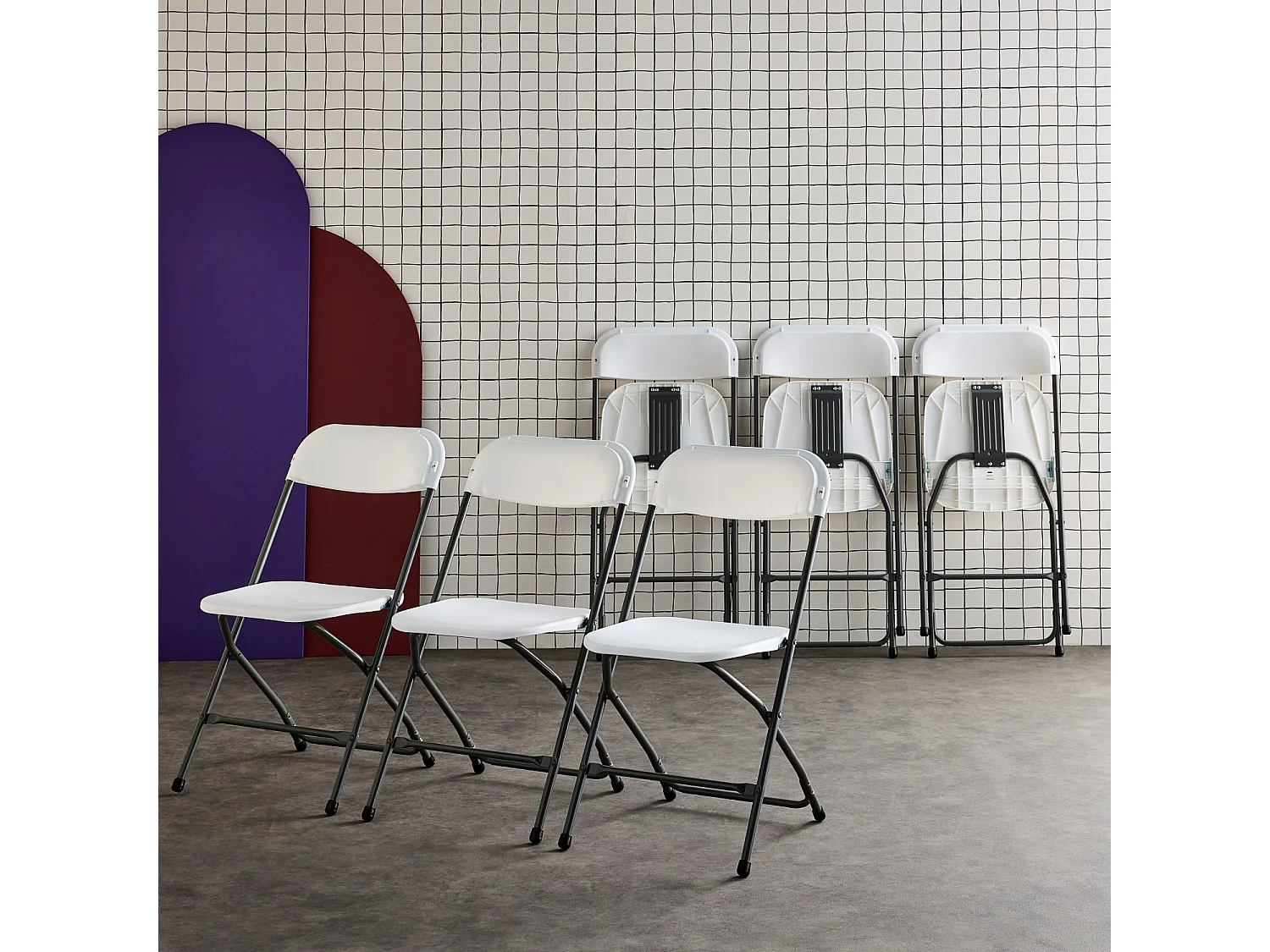 Set di 6 sedie da ricevimento pieghevoli, bianco