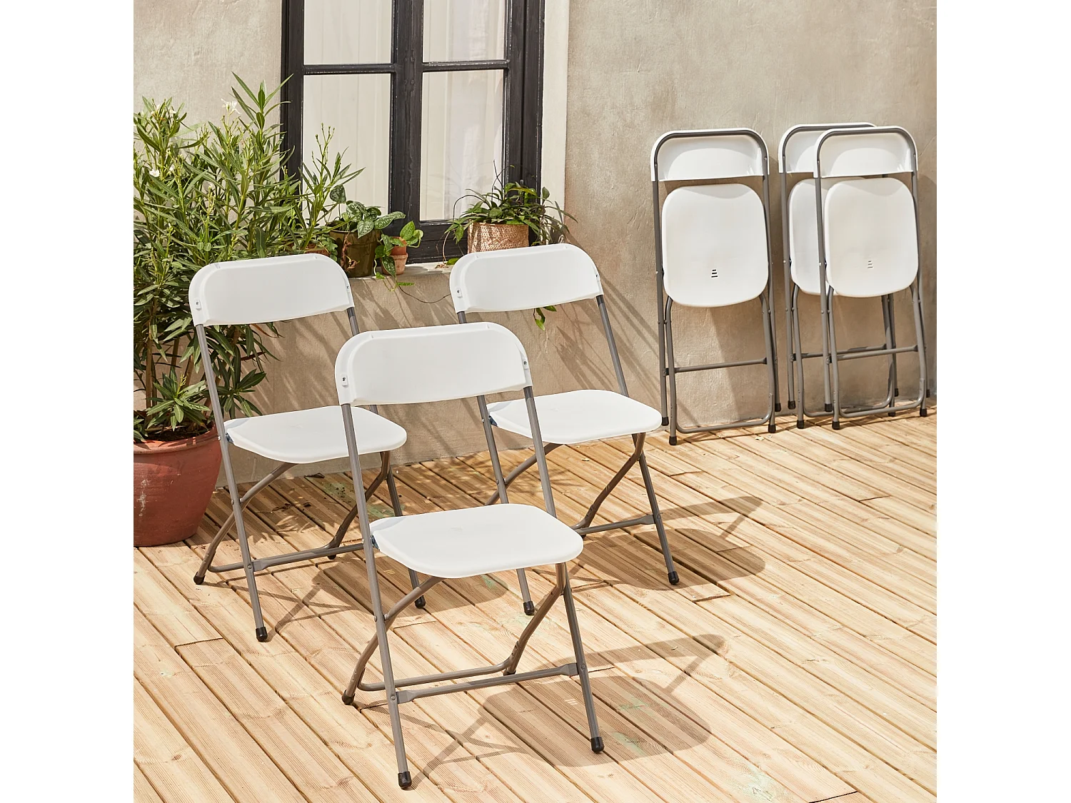 Chaises de réception pliantes – Fiesta – 6 chaises d'appoint en plastique et métal