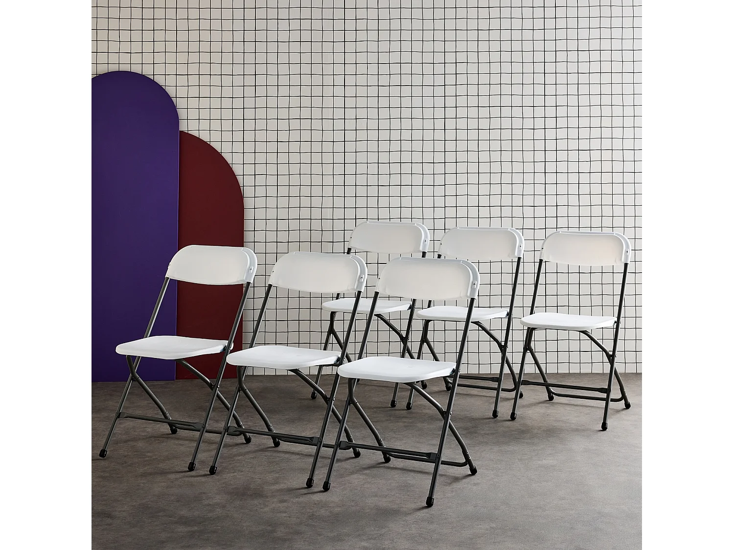 Chaises de réception pliantes – Fiesta – 6 chaises d'appoint en plastique et métal