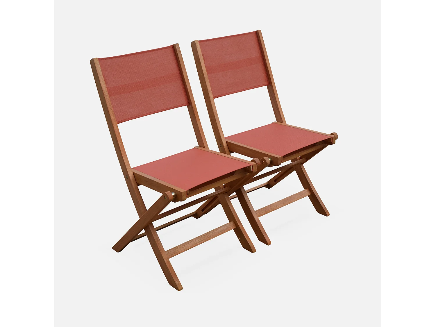 Set di 2 sedie da giardino pieghevoli in legno, terracotta