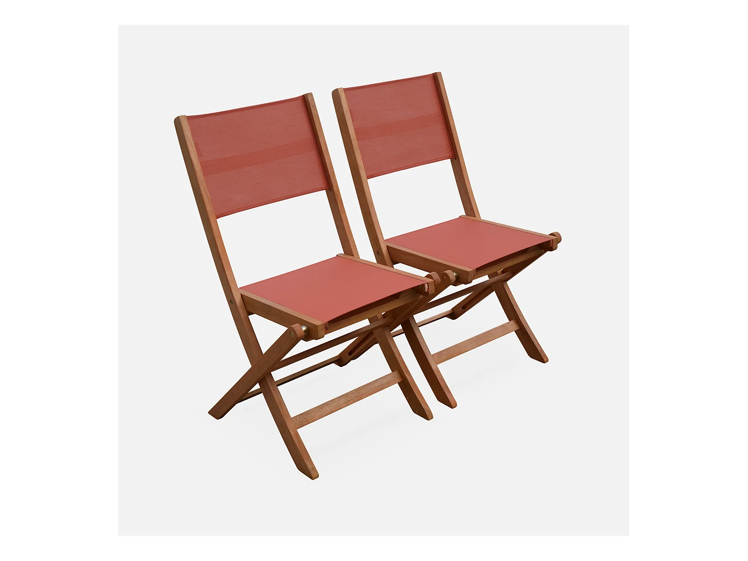 Silla de jardín plegable de madera de eucalipto, set de 2 terracotta
