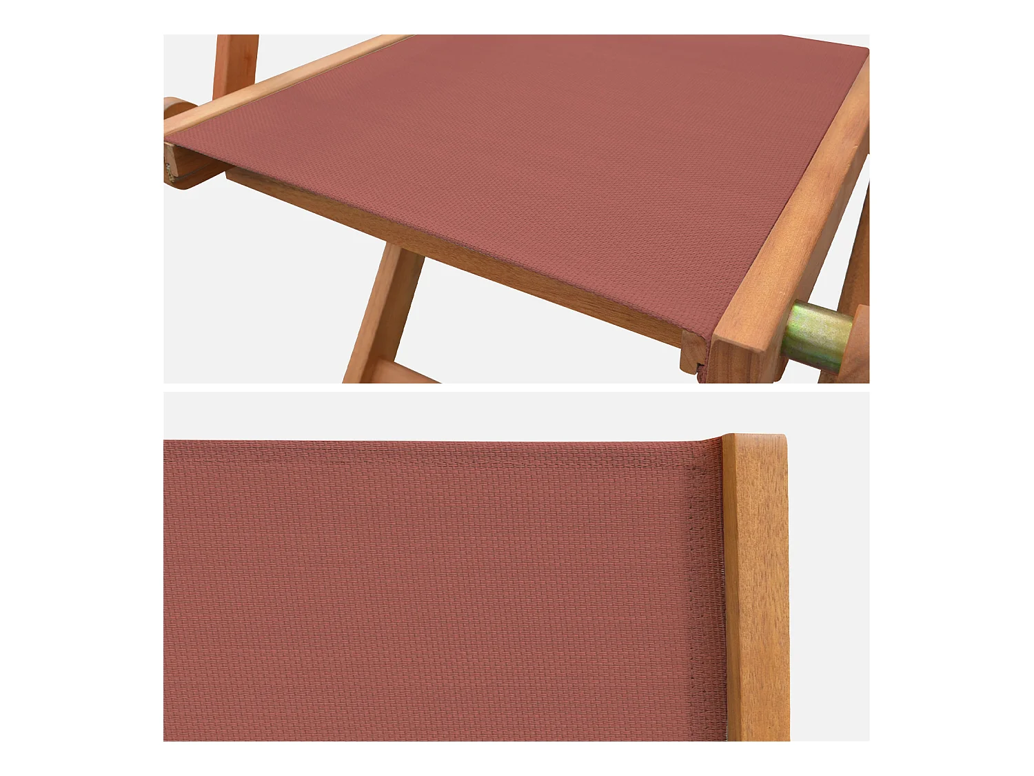 Silla de jardín plegable de madera de eucalipto, set de 2 terracotta