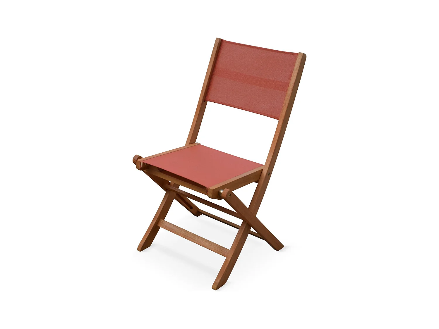 Silla de jardín plegable de madera de eucalipto, set de 2 terracotta