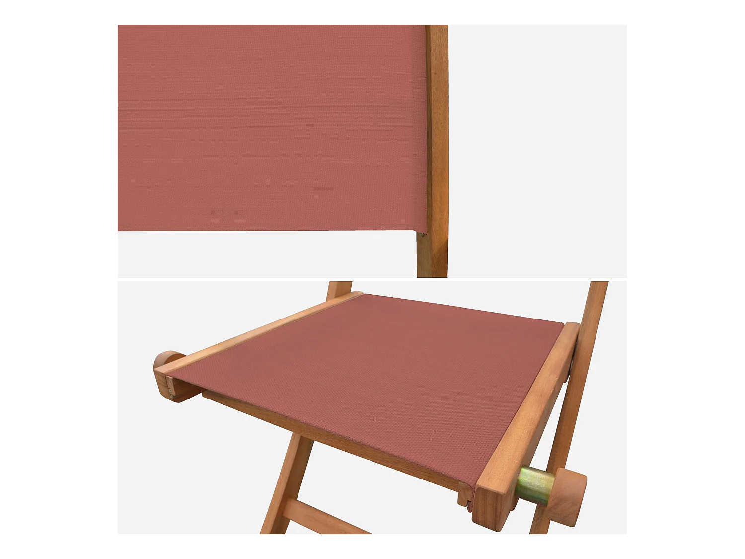 Silla de jardín plegable de madera de eucalipto, set de 2 terracotta