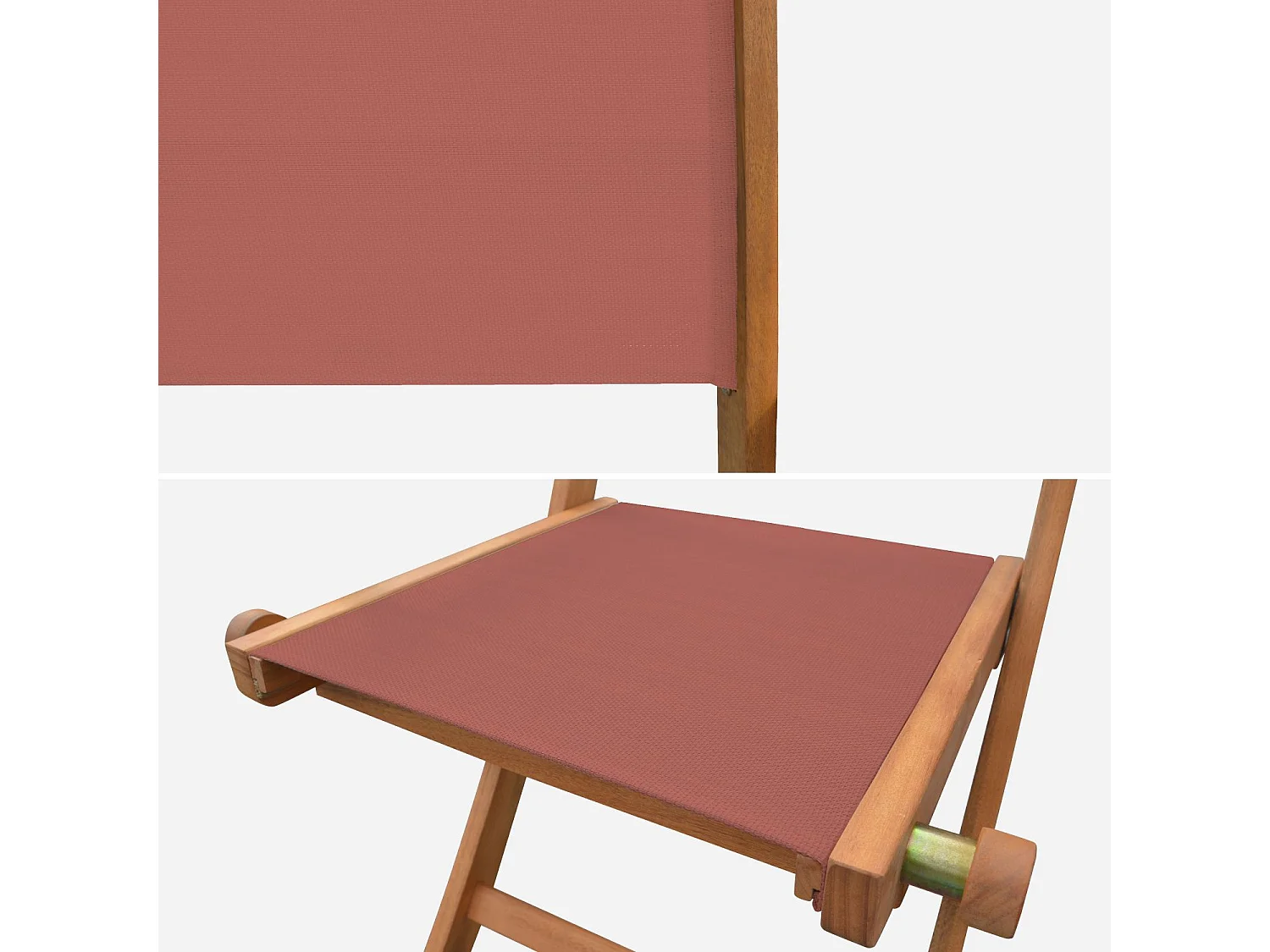 Silla de jardín plegable de madera de eucalipto, set de 2 terracotta