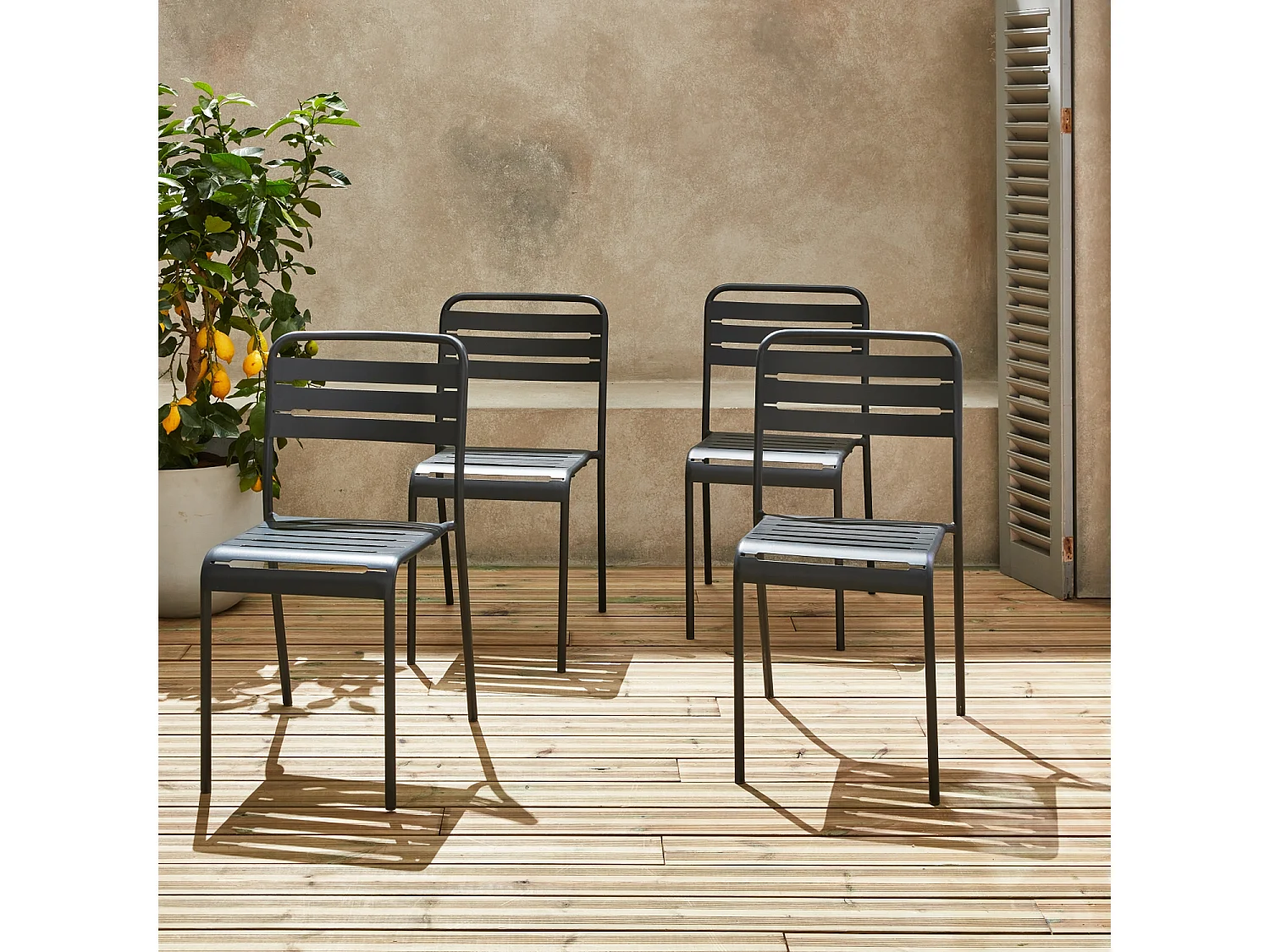Silla de jardín de acero, set de 4 antracita
