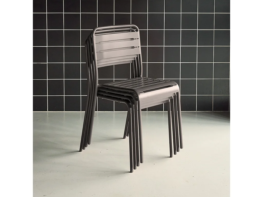 Lot de 4 chaises de jardin acier. 4 places. anthracite. Amelia. L44 x P52 x H79cm