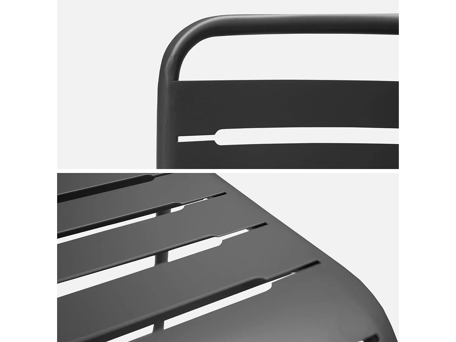 Lot de 4 chaises de jardin acier. 4 places. anthracite. Amelia. L44 x P52 x H79cm