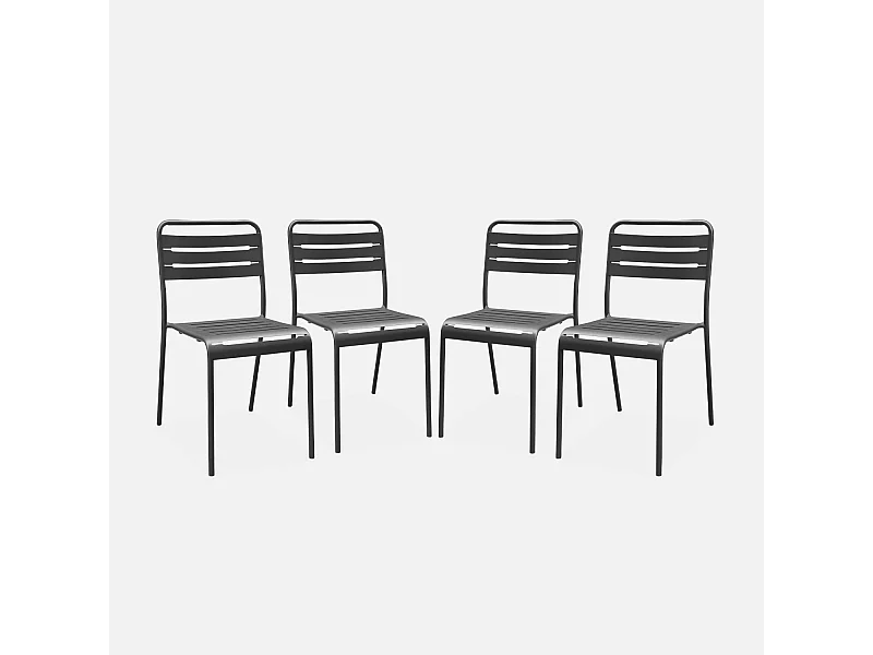 Silla de jardín de acero, set de 4 antracita