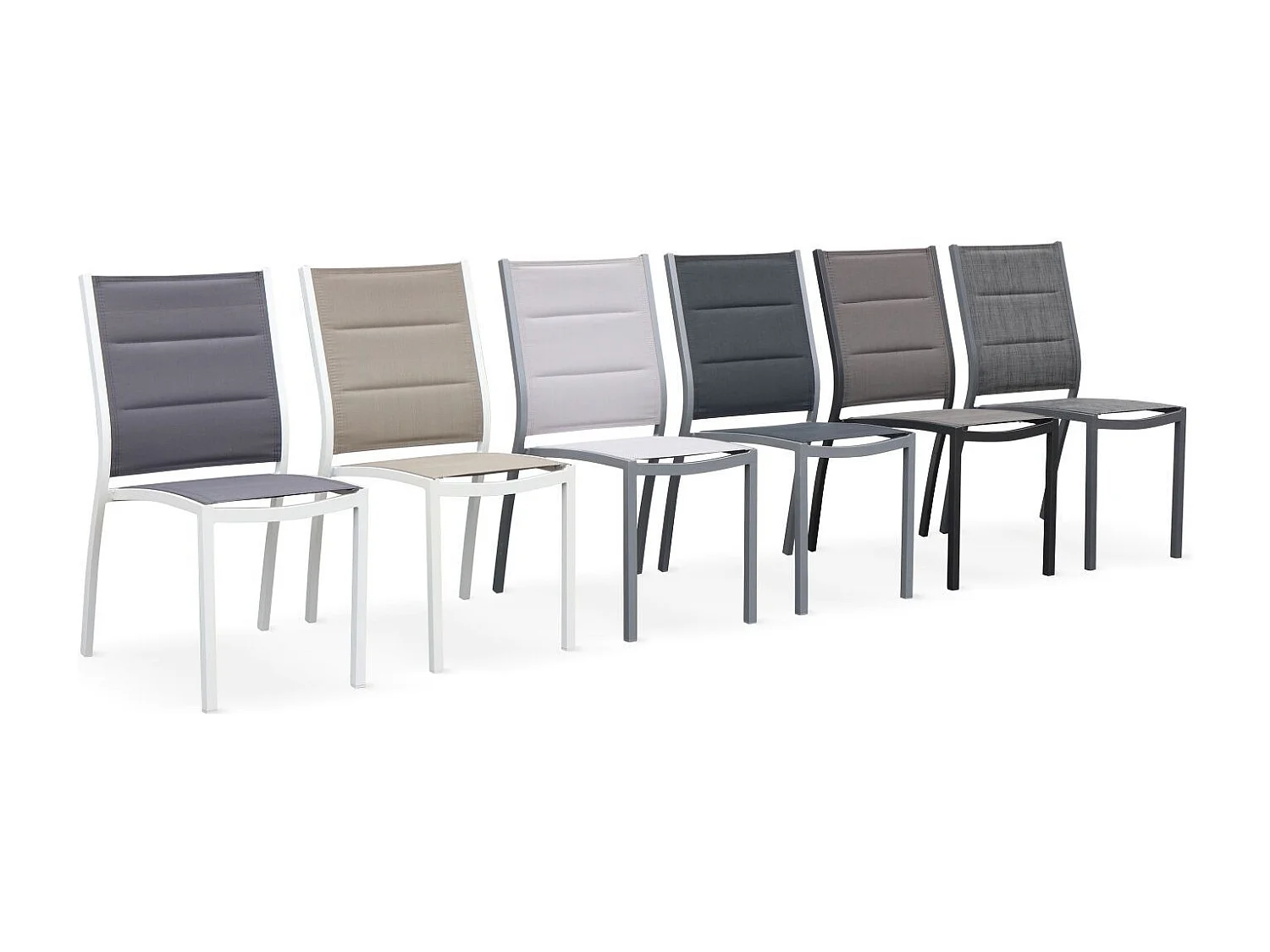 Set di 2 sedie da giardino moderne, alluminio, textilene, antracite