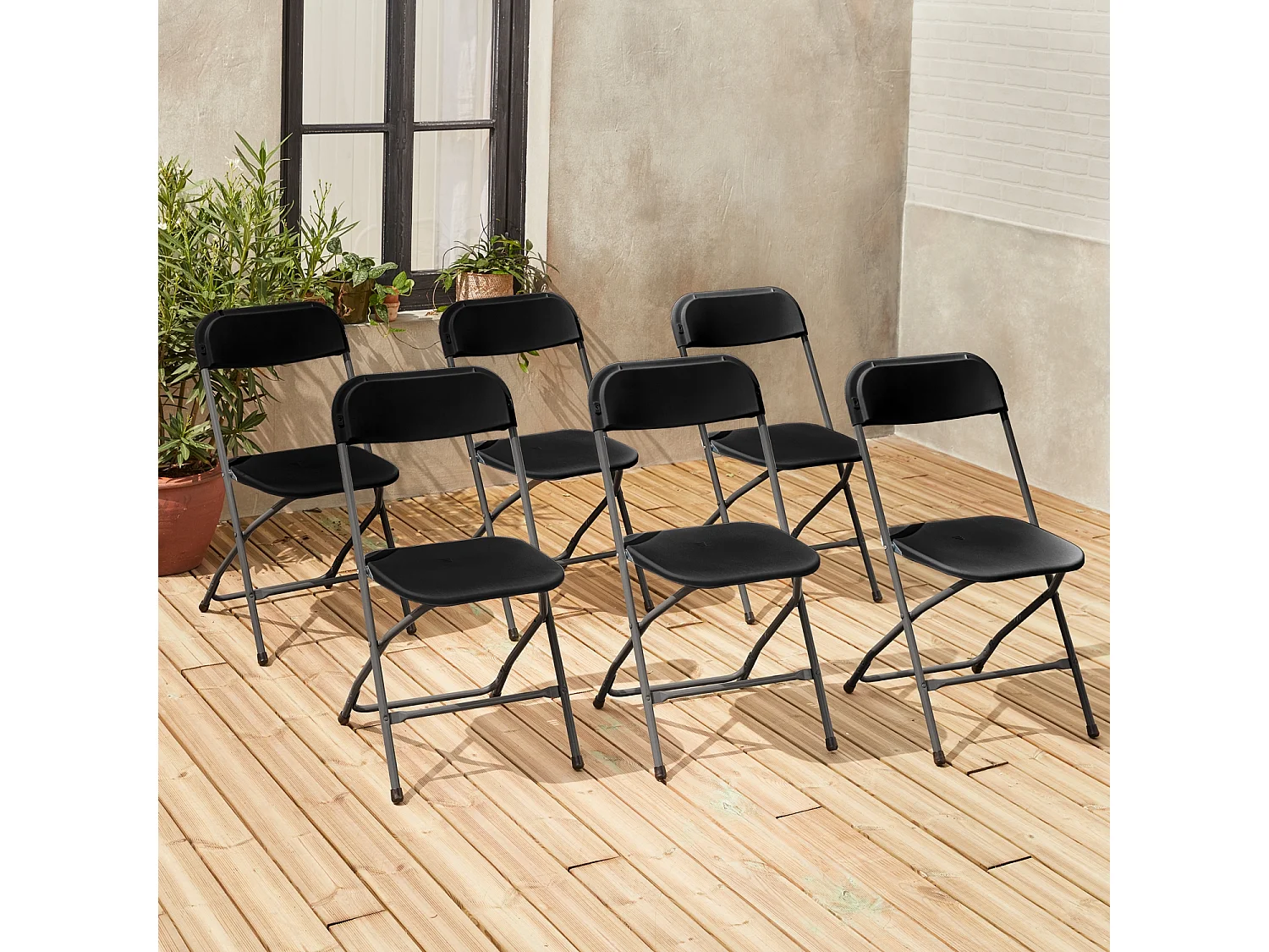 Set 6 sedie da ricevimento pieghevoli, grigio scuro