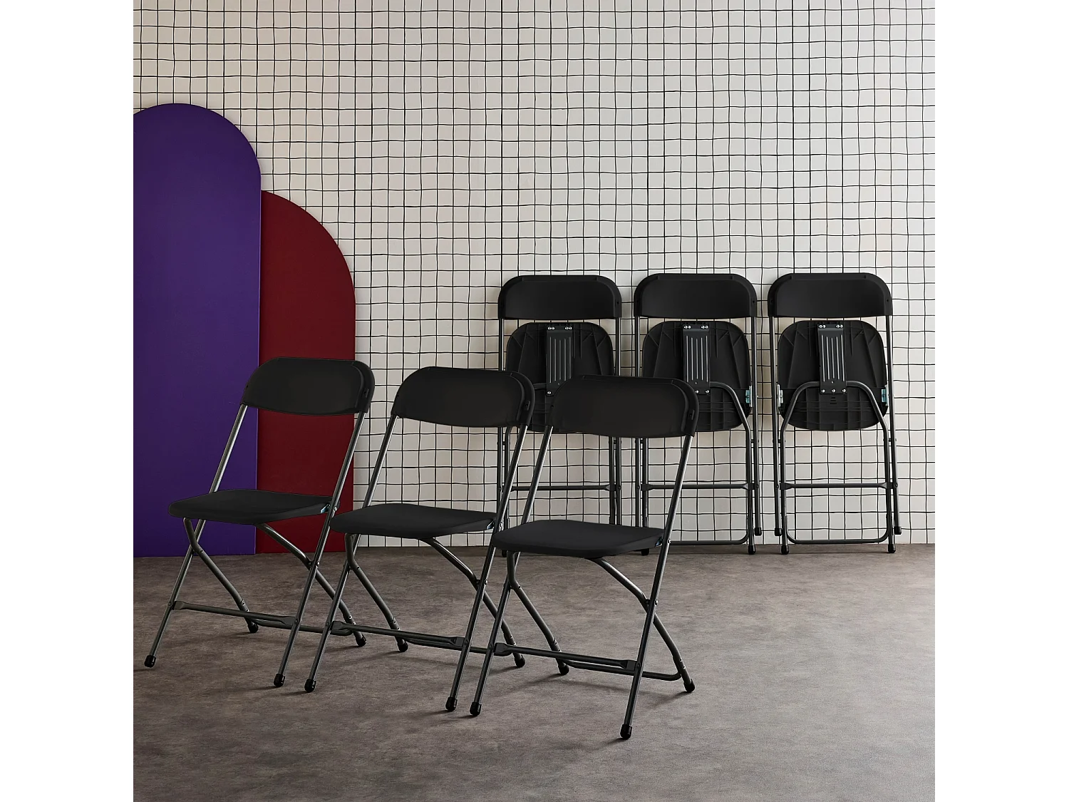 Set 6 sedie da ricevimento pieghevoli, grigio scuro