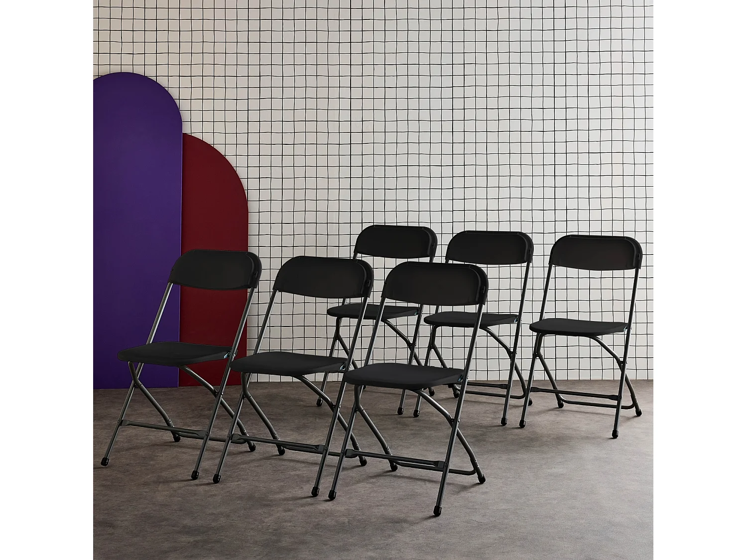 Set 6 sedie da ricevimento pieghevoli, grigio scuro